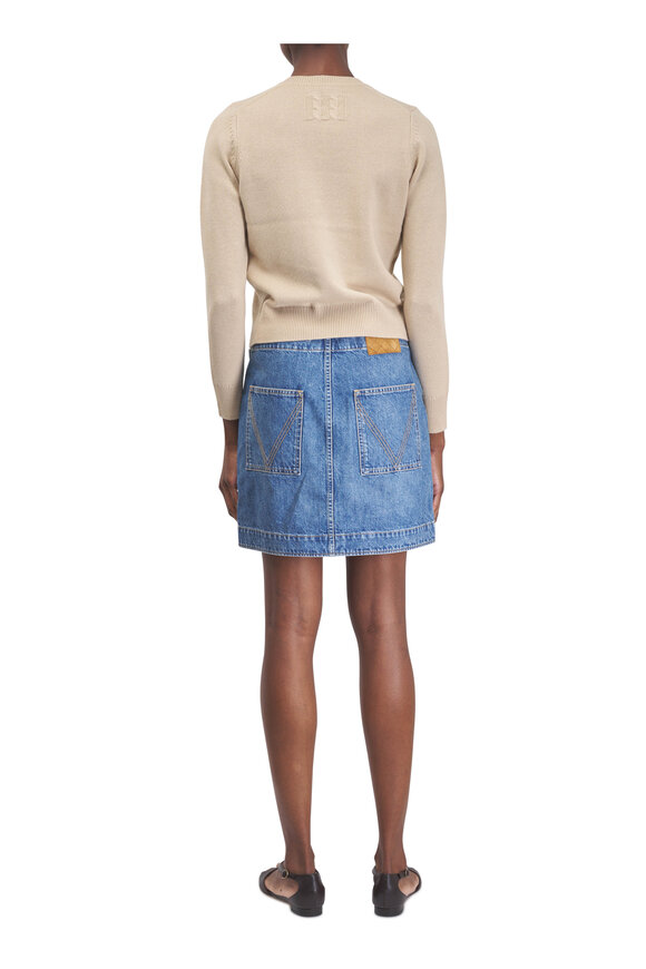 Bottega Veneta - White & Parakeet Embroidered Mini Skirt