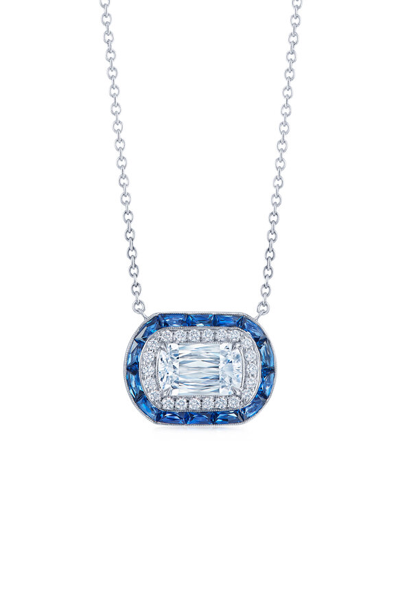 Kwiat - 18K White Gold Sapphire & Ashoka Diamond Necklace