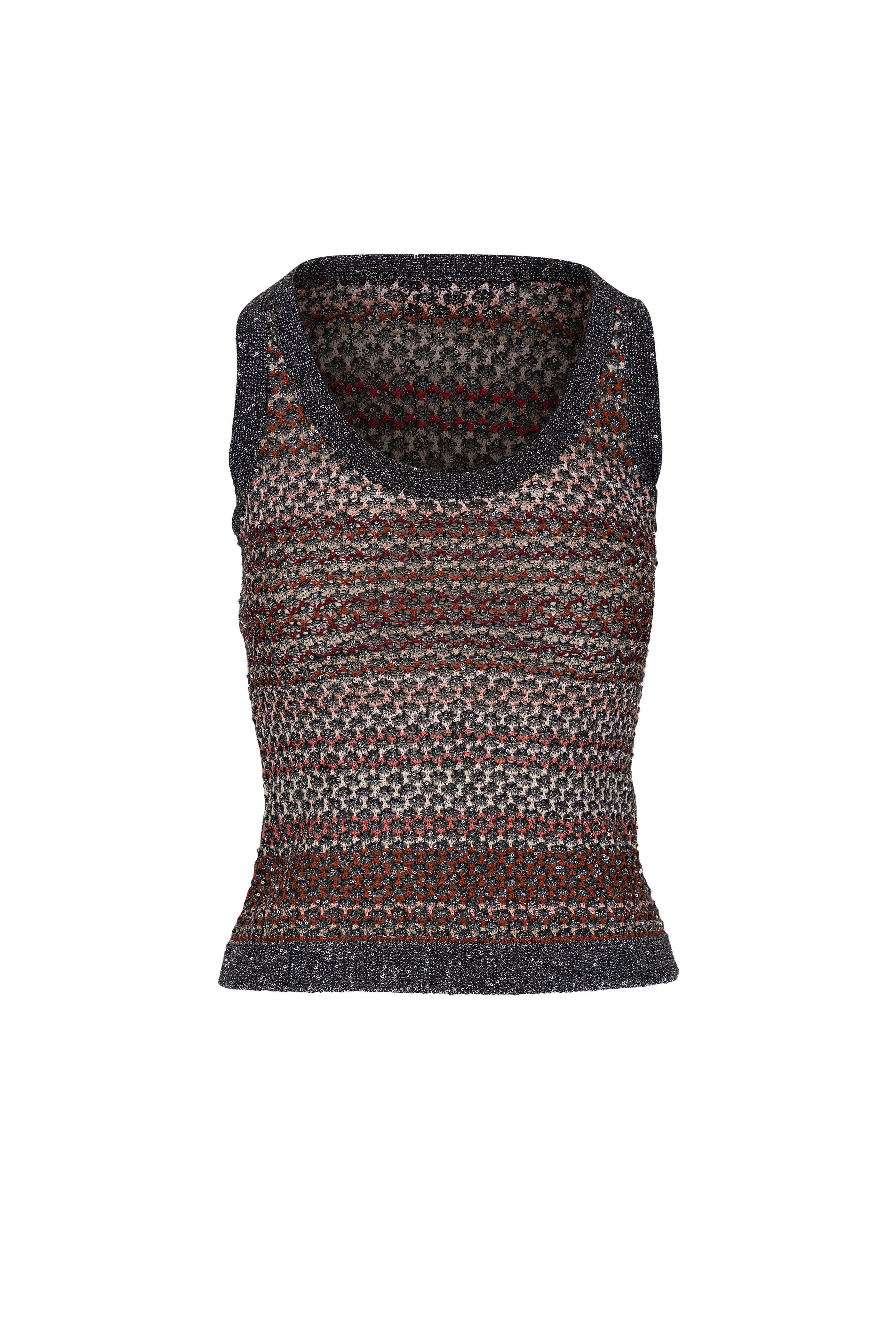Missoni - Black Mesh Multicolor Knit Sequin Top | Mitchell