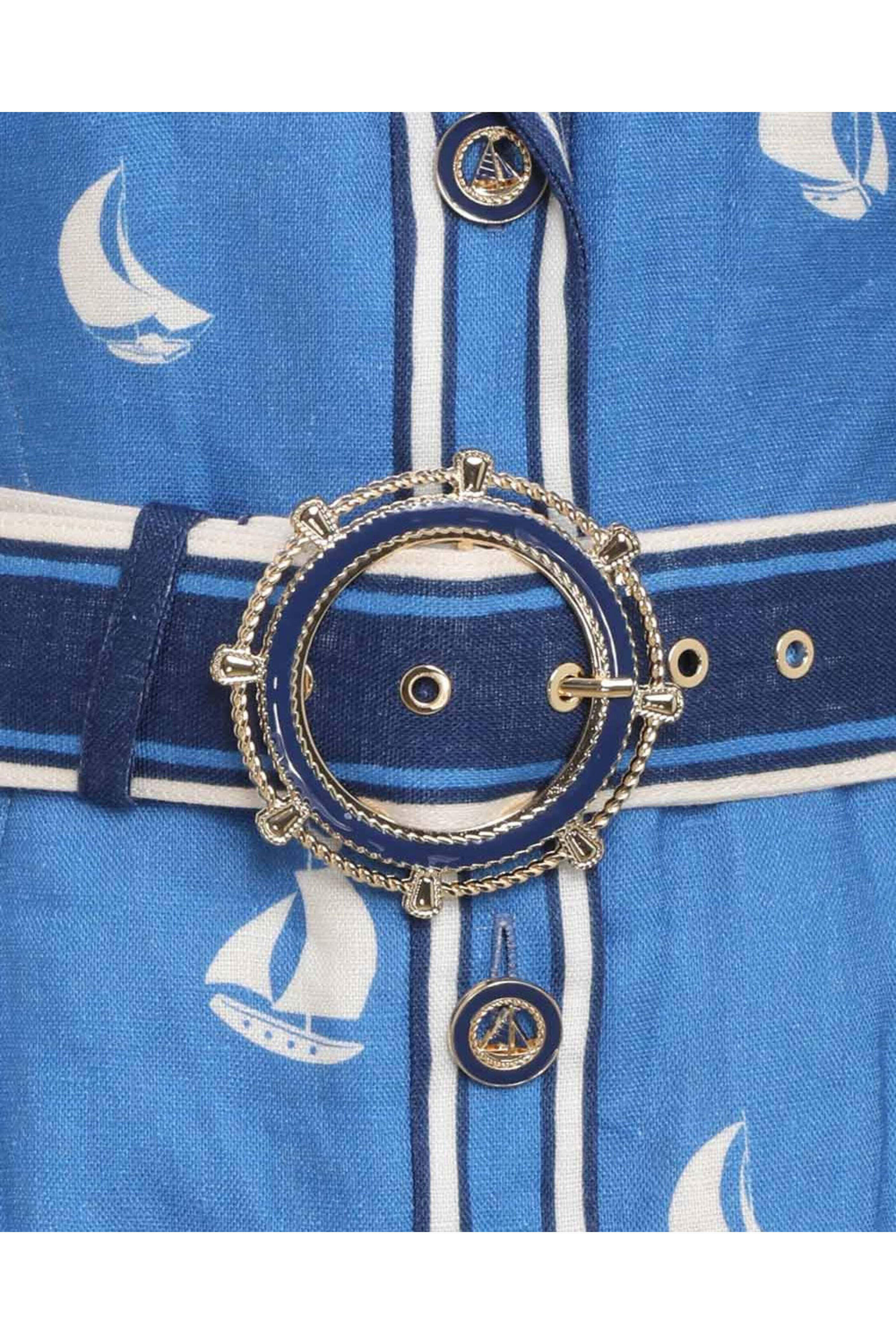 Zimmermann - Blue Sail Boat High Tide Shirt Mini Dress
