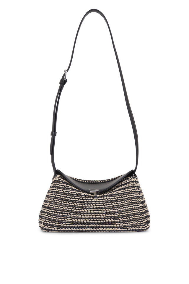 Prada - Black Satin & Leather Net Overlay Small Crossbody