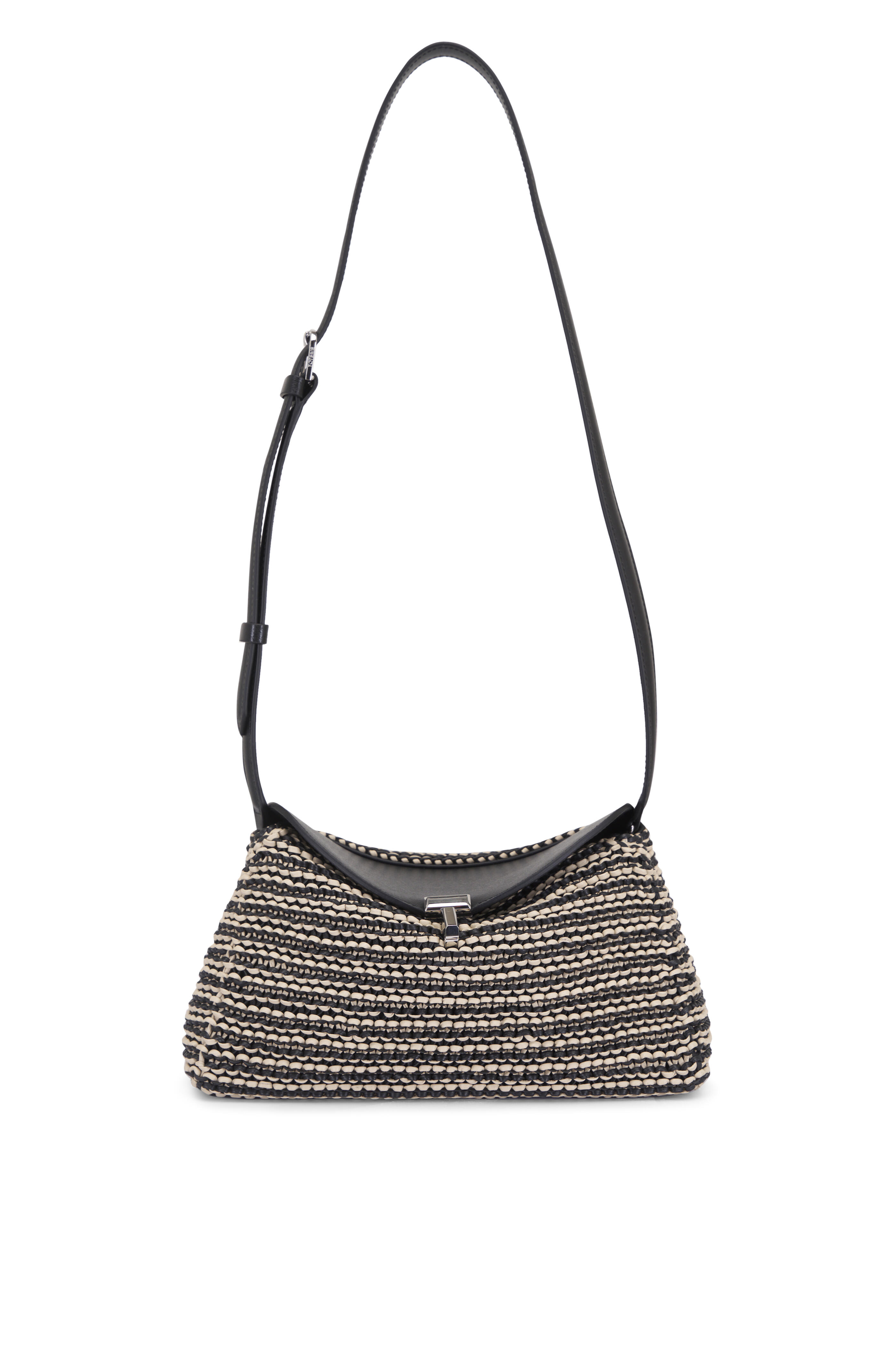 Totême - T-Lock Black & Sand Woven Leather Clutch - view 1