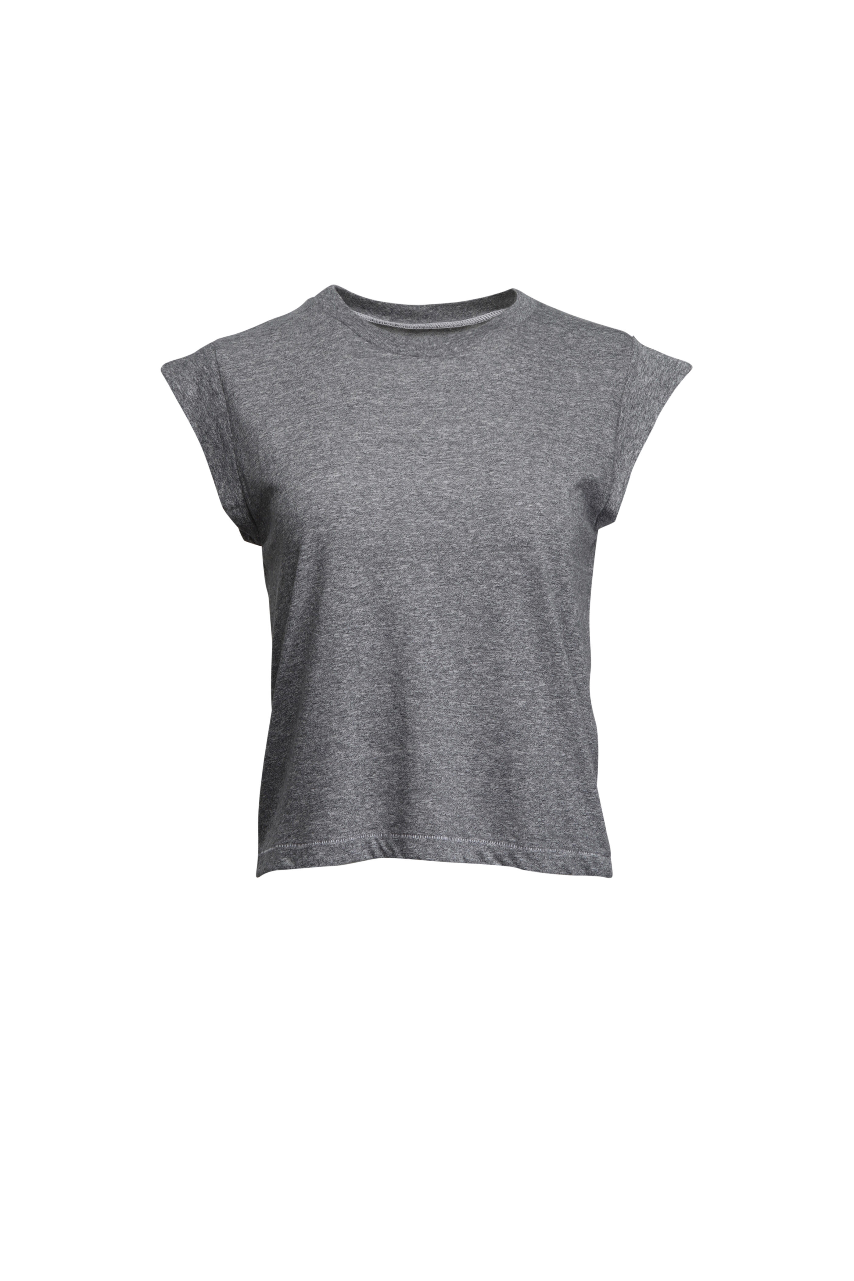 The Great - Peak Heather Grey Shoulder Tee