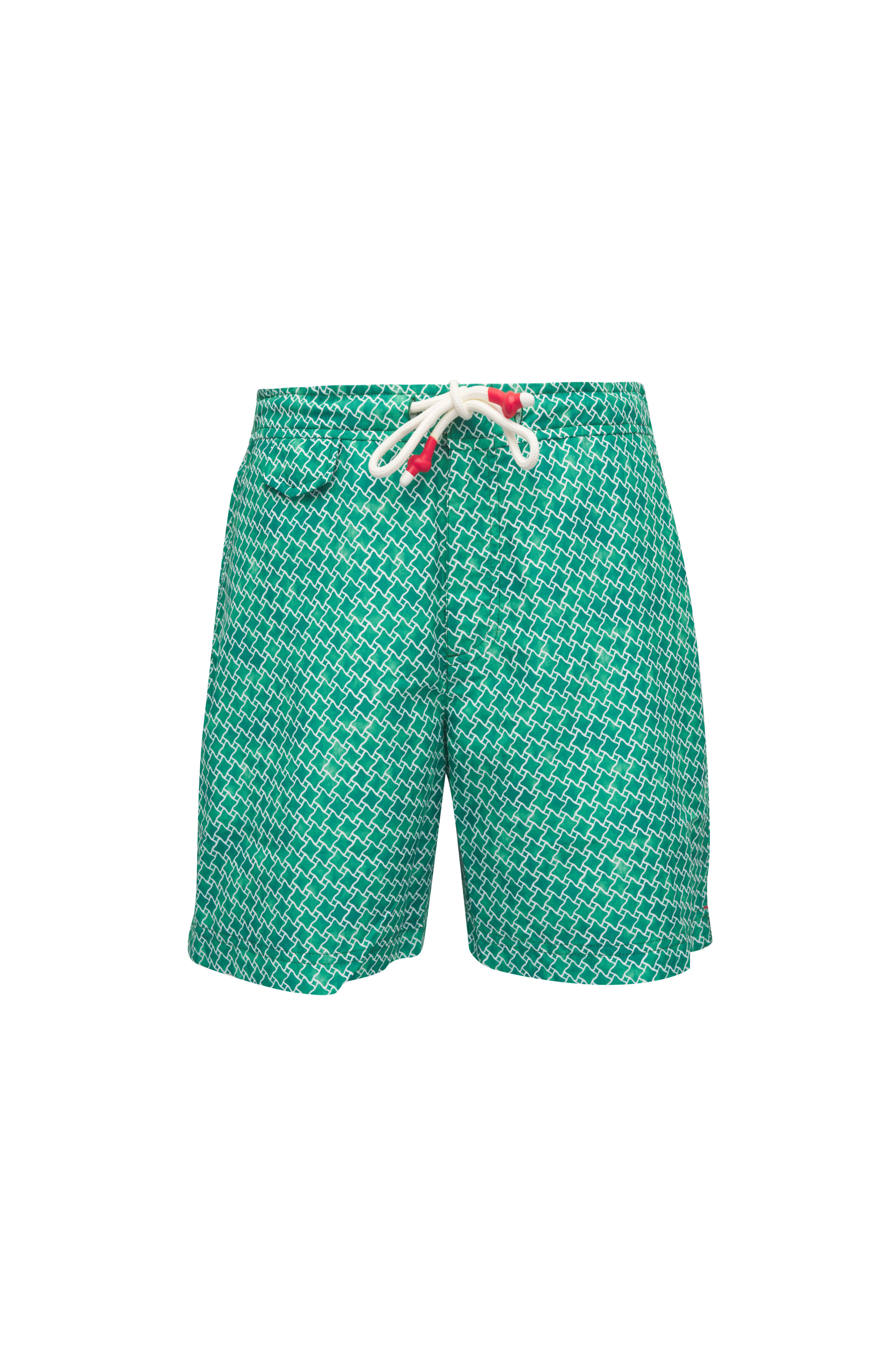 Orlebar Brown - Standard Caddie Green Geometric Print Swim Trunks