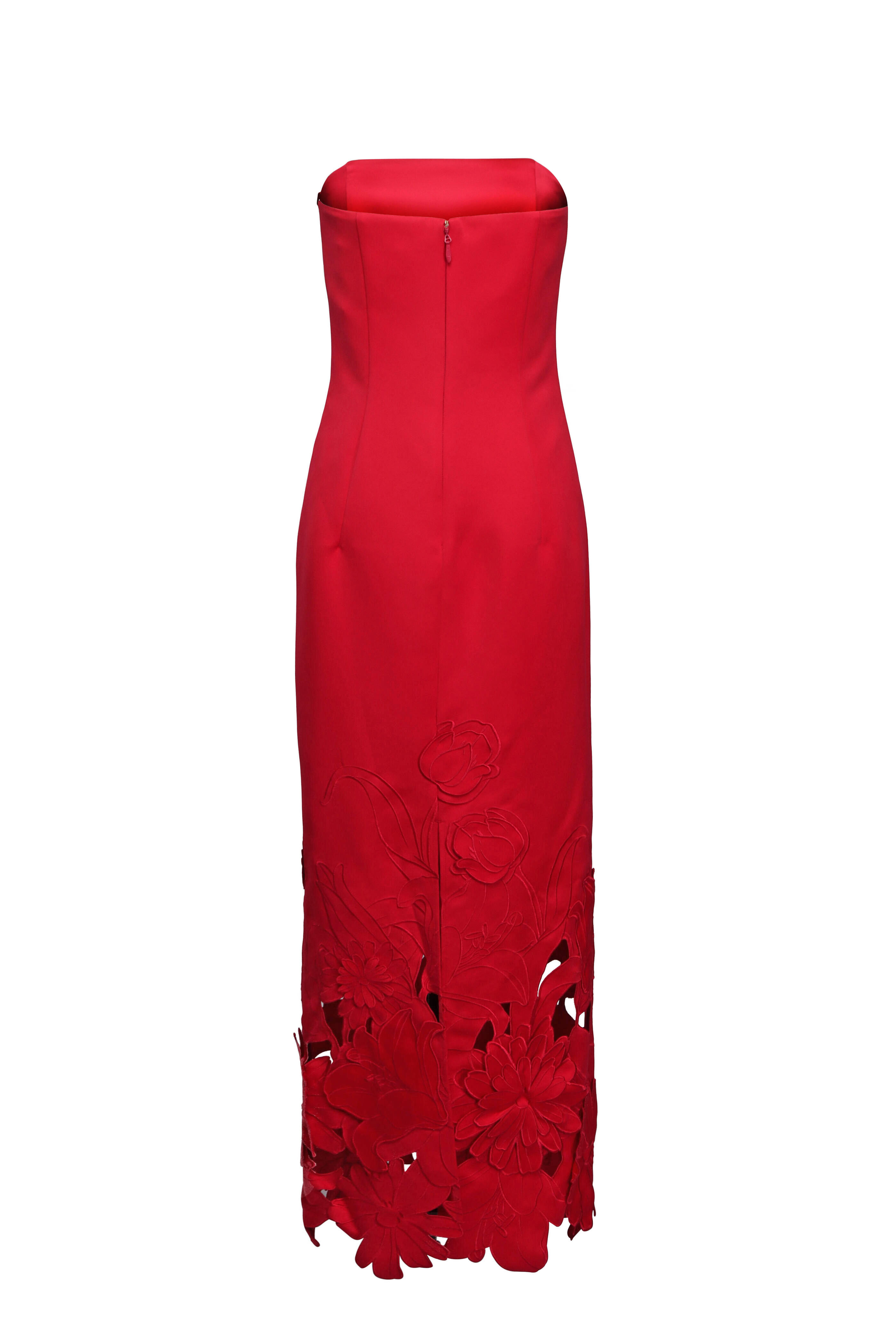Leo Lin - Rayna Rosa Applique Bustier Maxi Dress