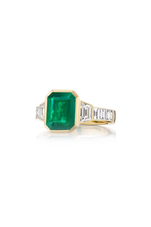 Nam Cho 18k Zambian Emerald & Diamond Octagon Ring - view 1