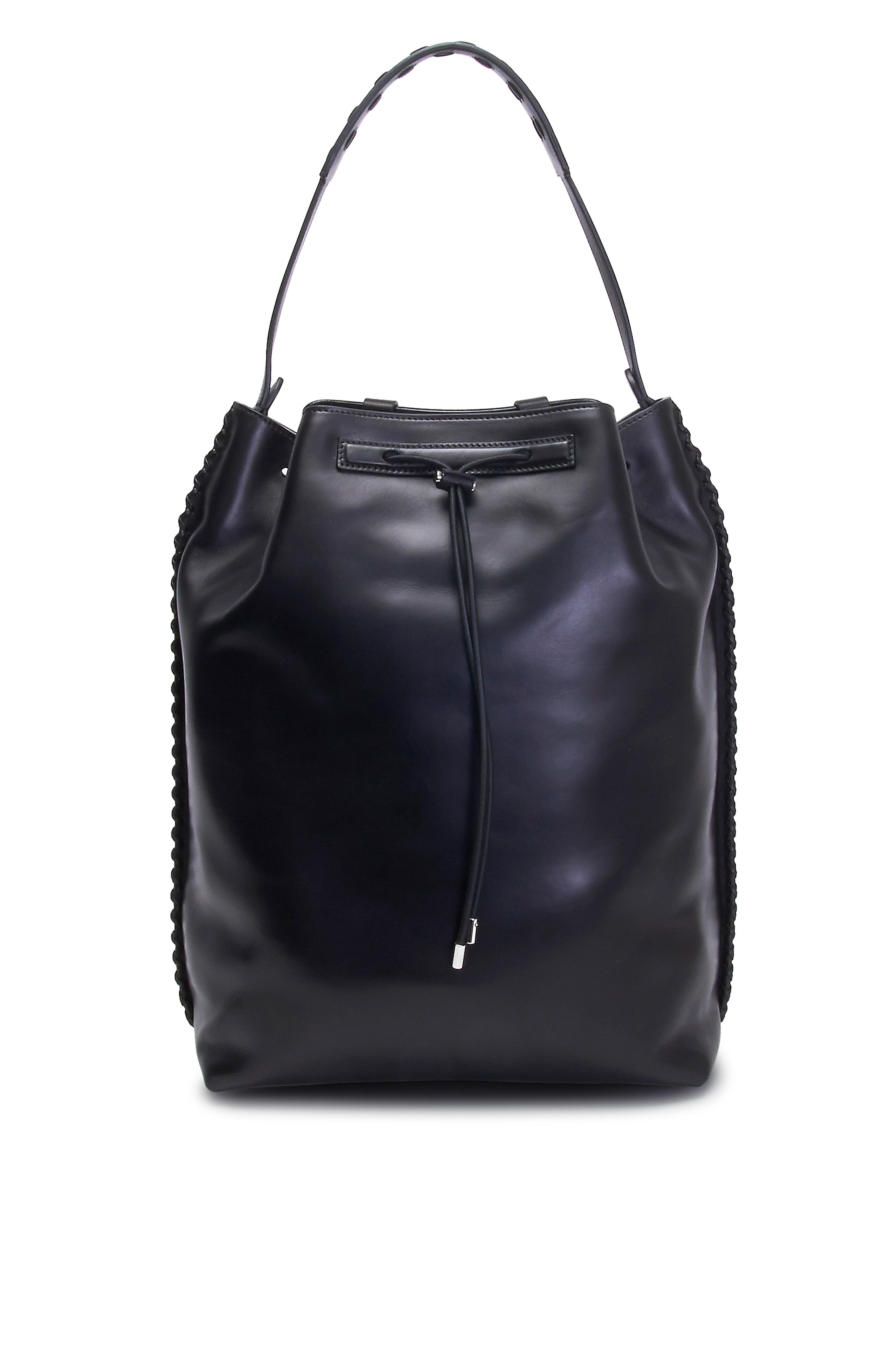 The Row - Black Leather Drawstring Backpack