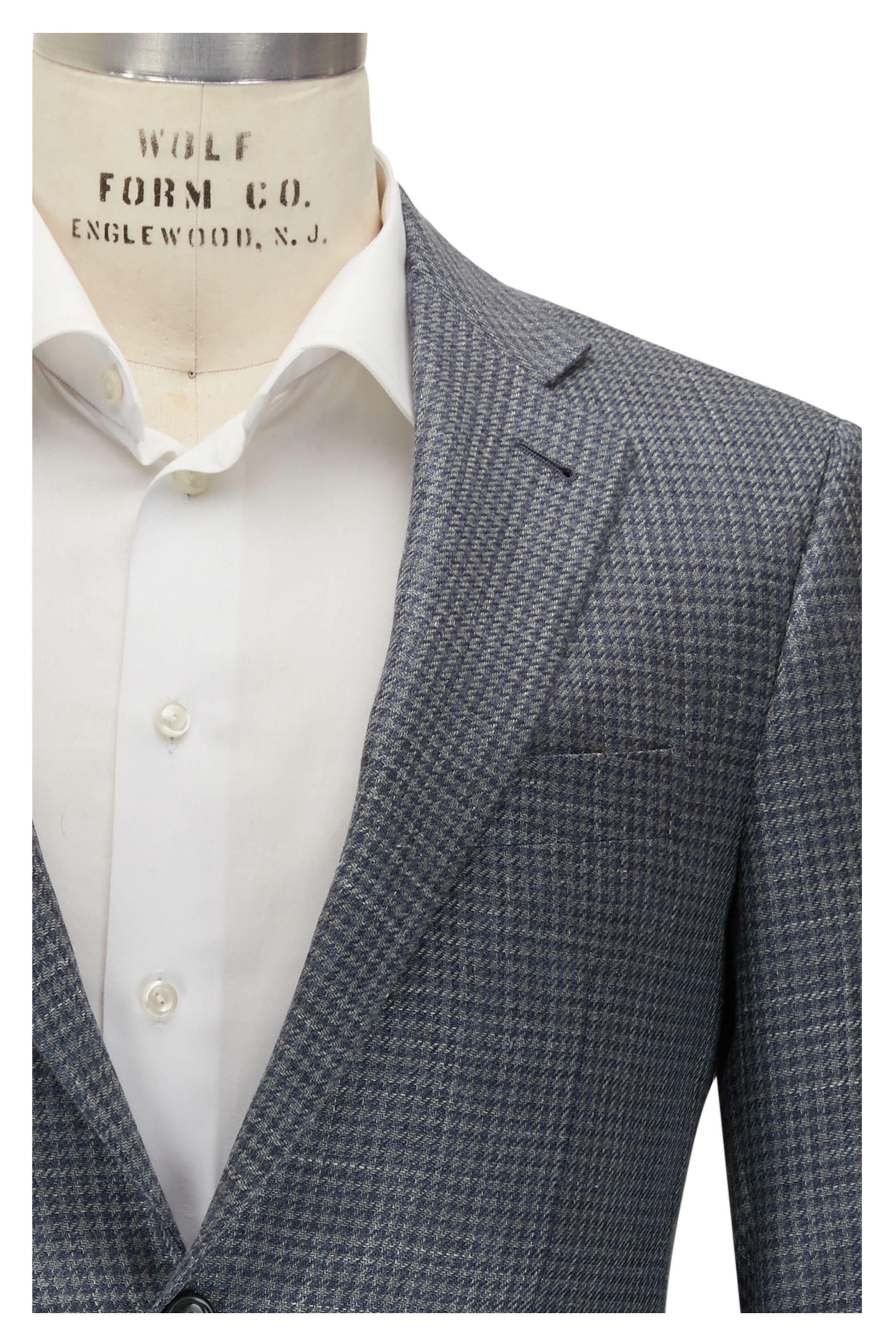 Canali - Kei Olive & Blue Houndstooth Sportcoat