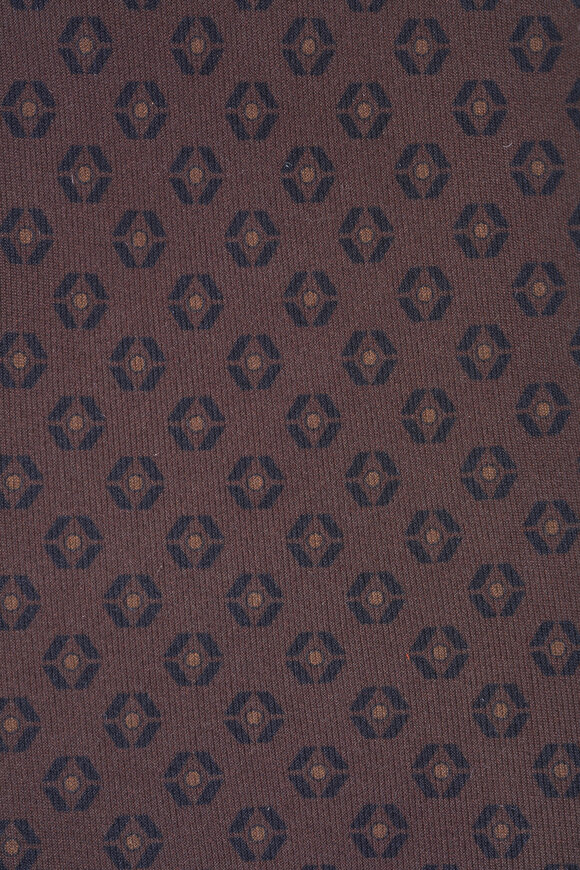 Zegna Dark Brown Geometric Print Silk Necktie - view 2