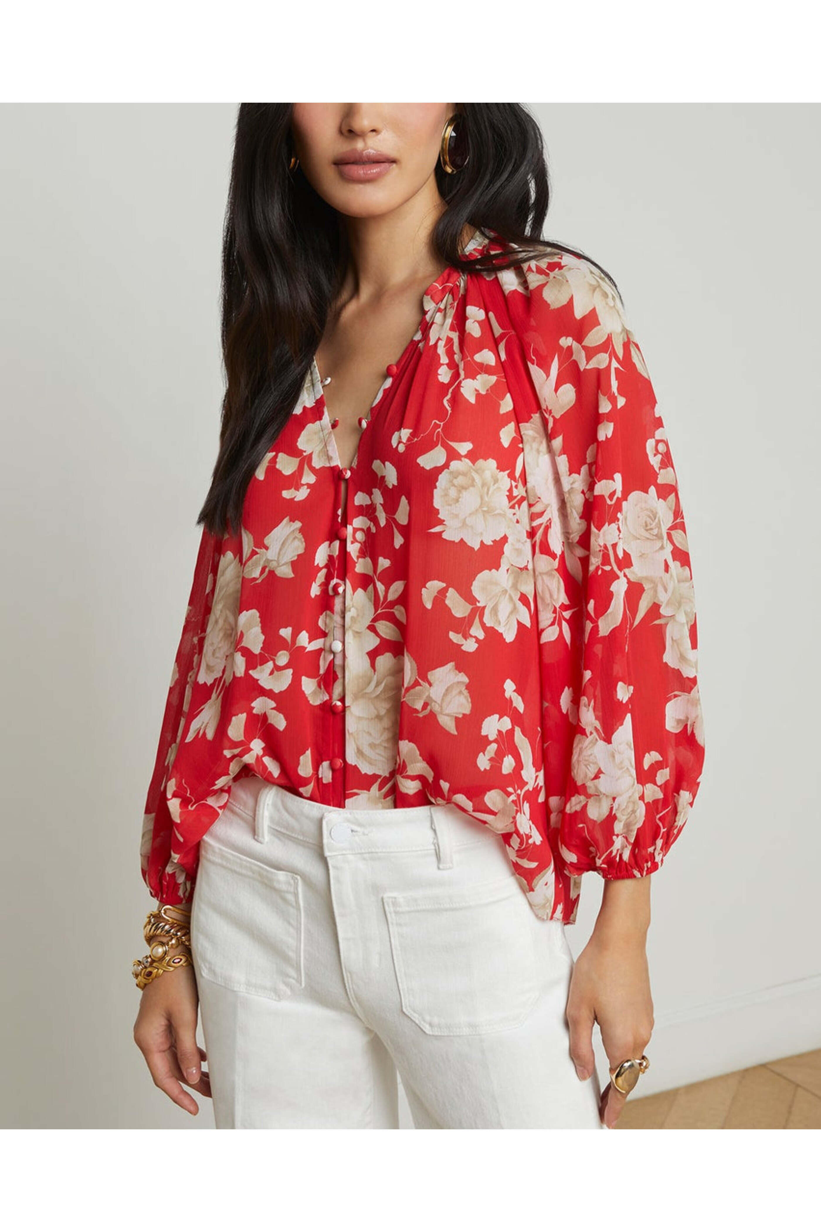 liten リテン　Heart embroidered blouse Country Lace Top Henriatta Linen Stable Ranch Blouse