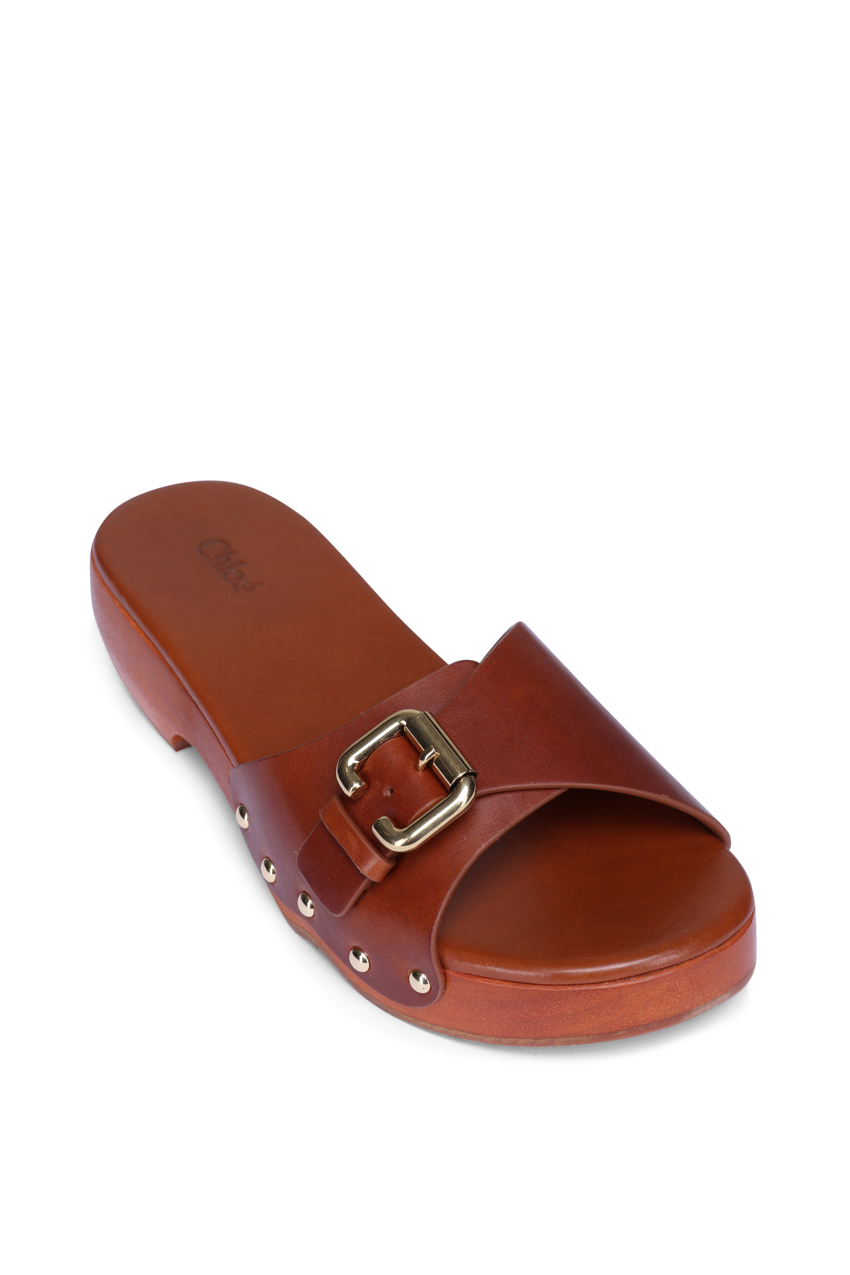 Chloé - Jeannette Ginger Brown Mule Clog Sandal