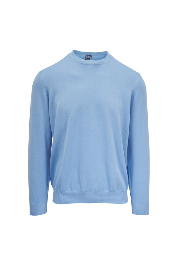 Fedeli Sky Blue Cotton Crewneck Sweater