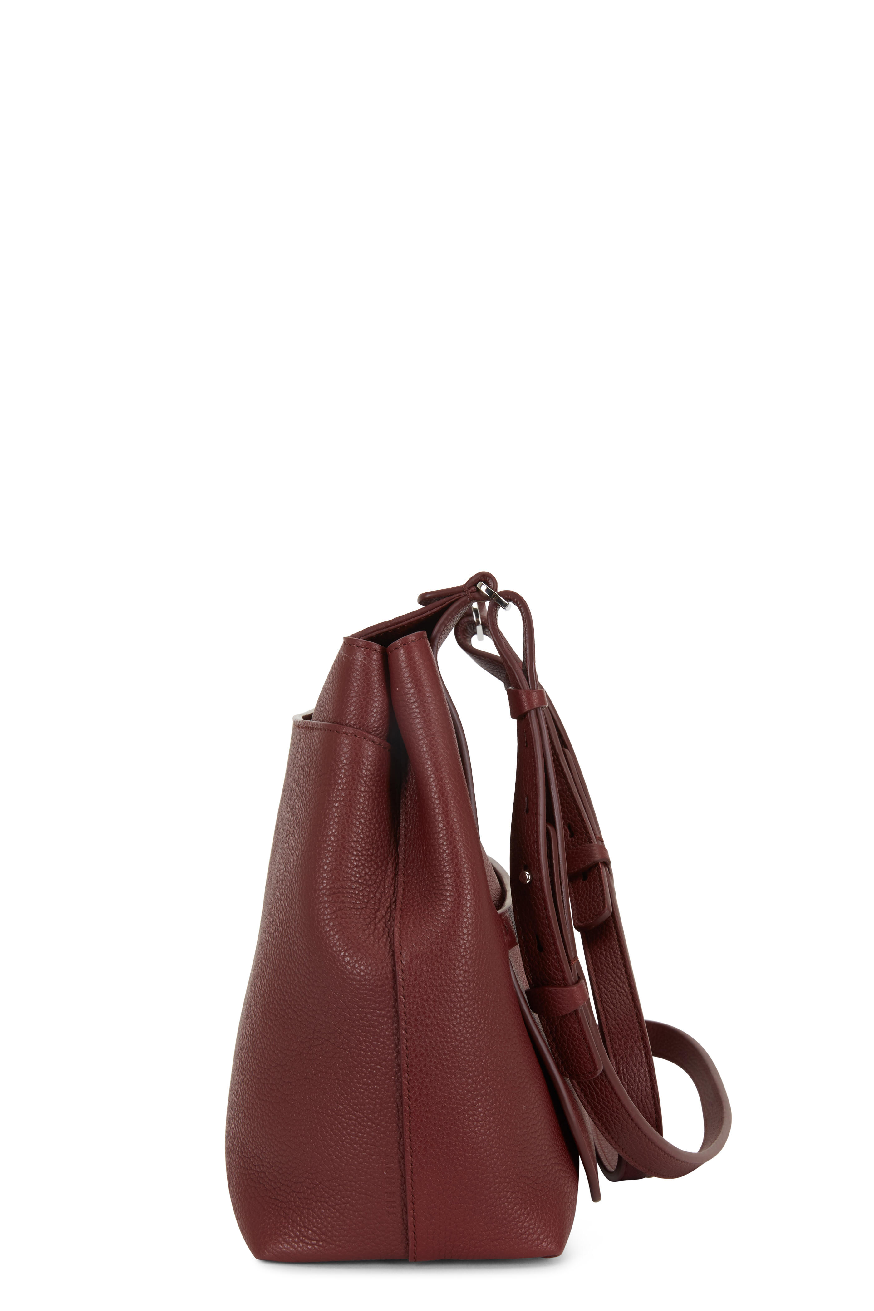 The Row - Sideby Maroon Leather Crossbody Bag