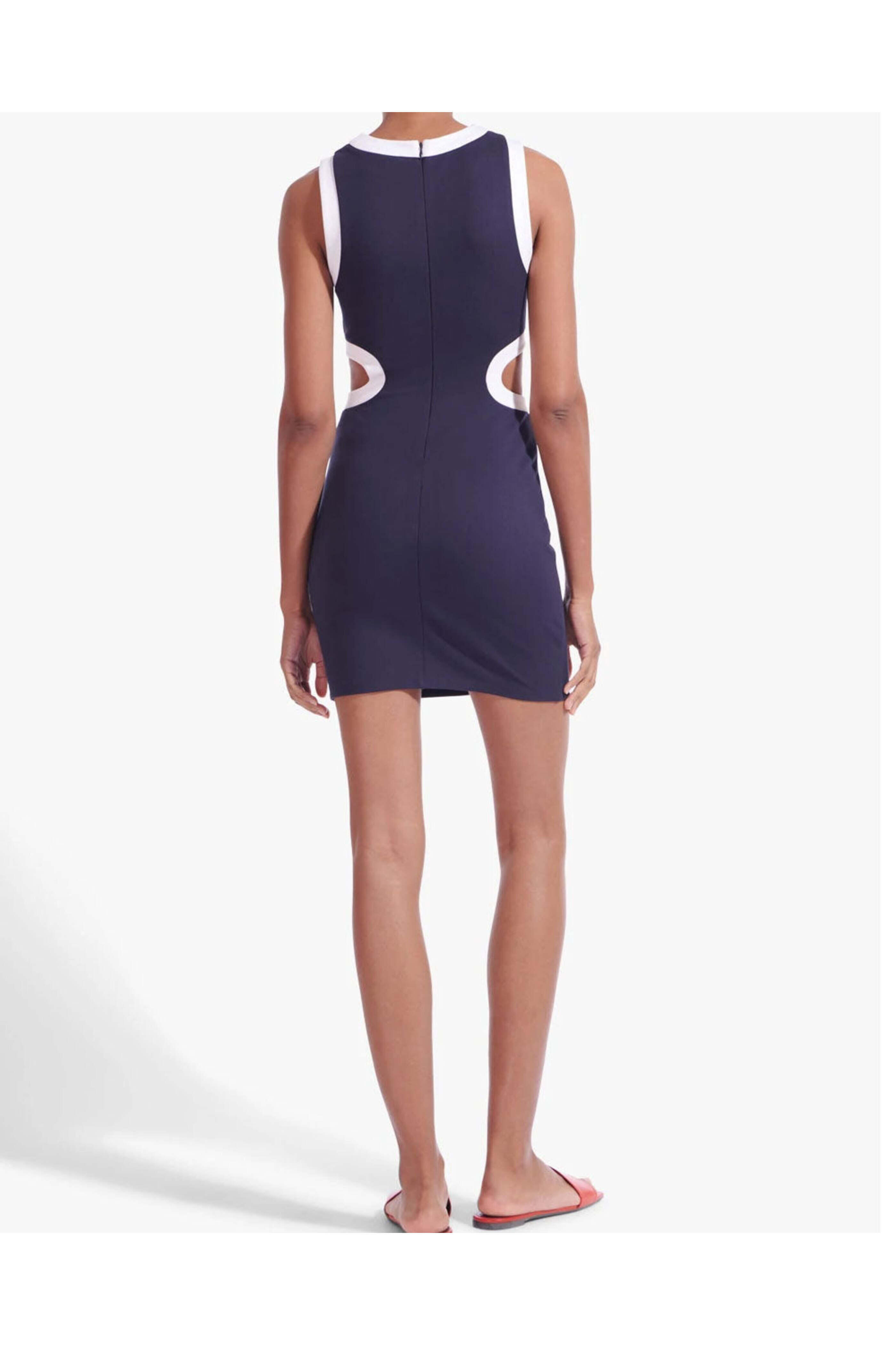 Staud - Navy and White Dolce Mini Dress