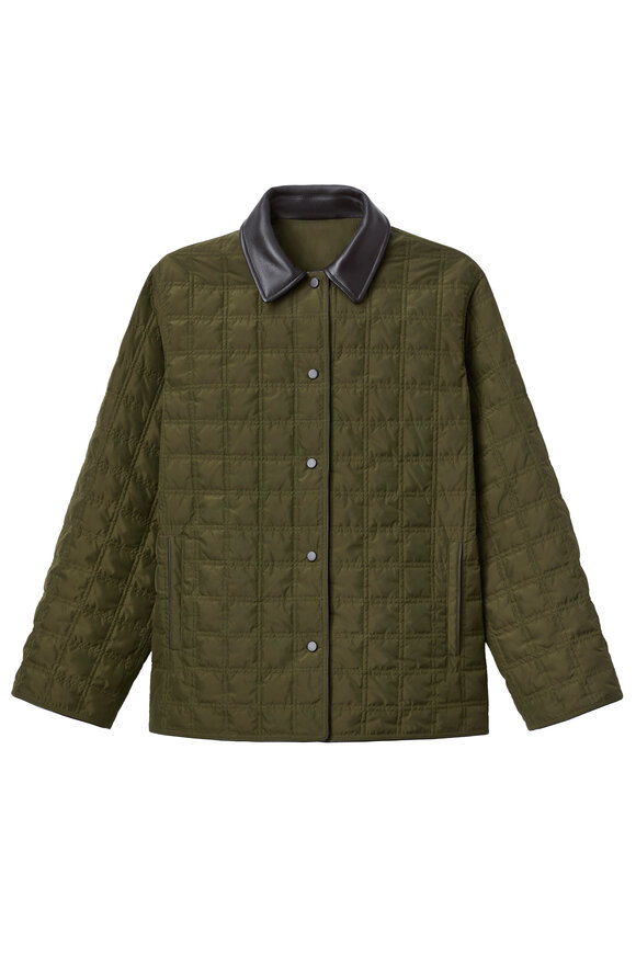 Lafayette 148 New York Forest Green Quilted Reversible Car Coat - view 2