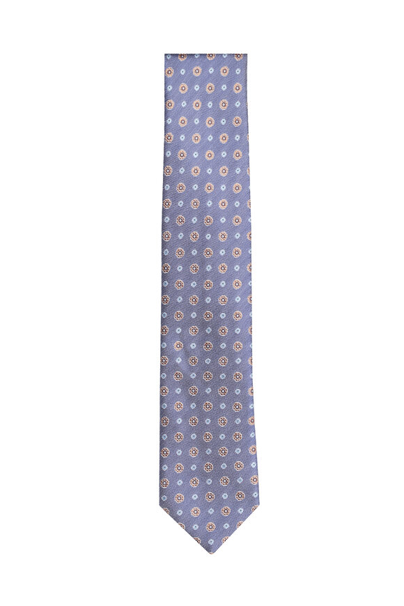 Geoff Nicholson Blue Mini Medallion Silk Necktie - view 1
