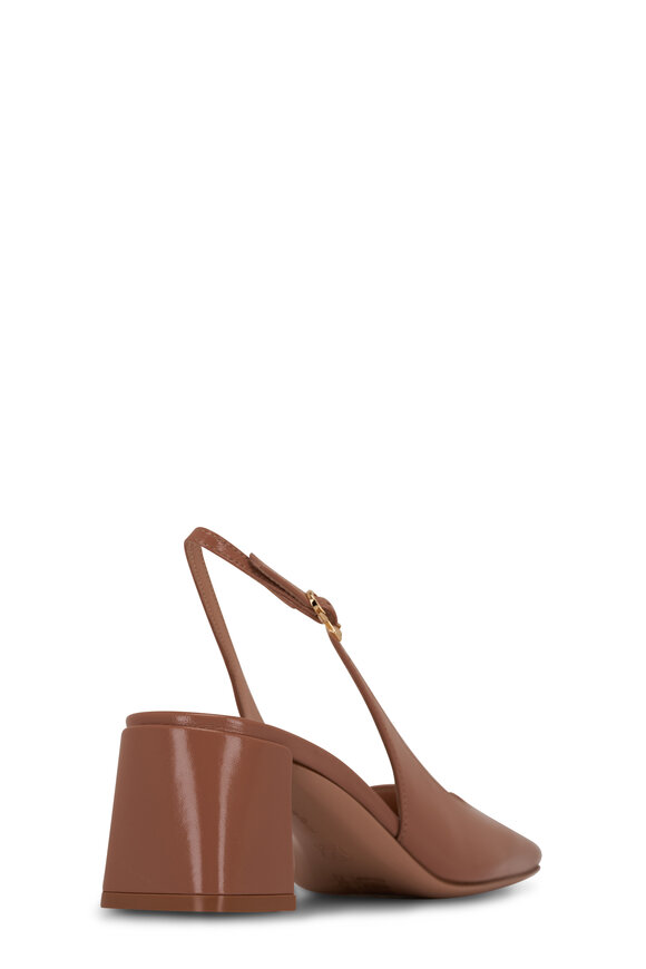 Gianvito Rossi - Praline Leather Square Toe Slingback Pump, 55mm 