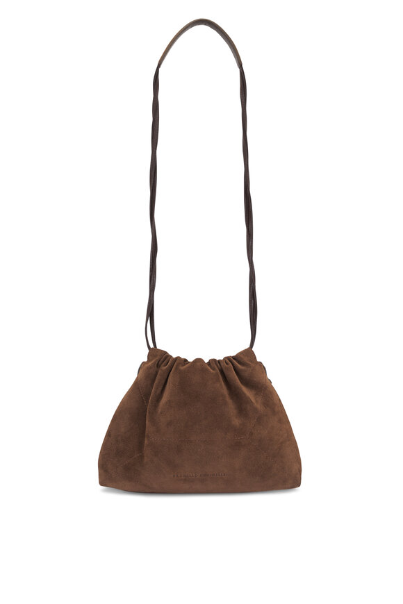 Brunello Cucinelli Small Duo Caramel Suede Shoulder Bag - view 1