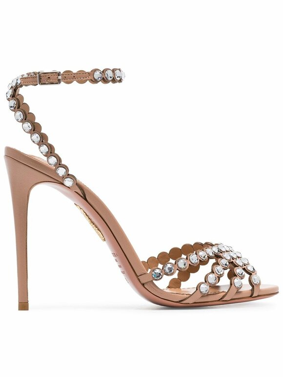 Aquazzura - Tequila Powder Pink Jeweled Sandal, 105mm