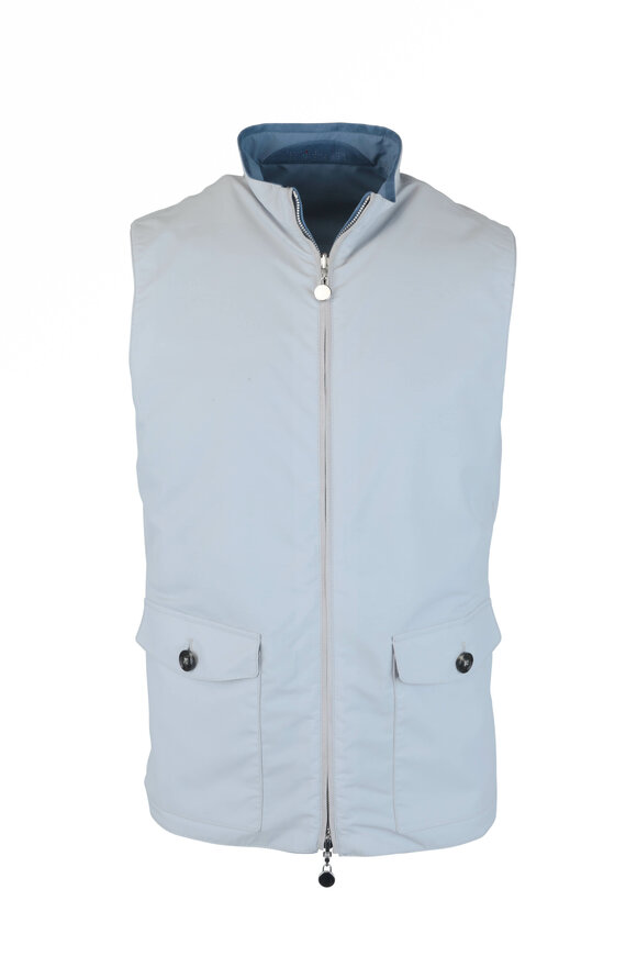 Kiton - Blue & Gray Reversible Wool Blend Vest 