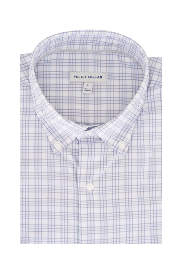 Peter Millar Douglas Crown Lite Gale Gray Plaid Sport Shirt