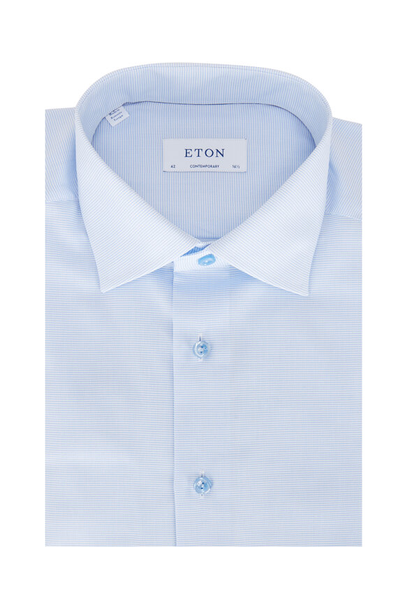 Eton - Blue Twill Cotton Contemporary Fit Dress Shirt