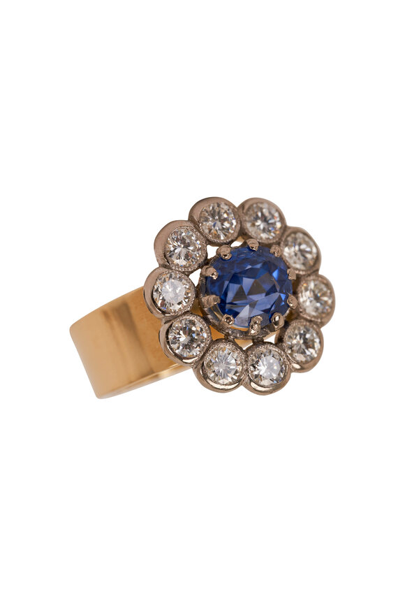 Renee Lewis Diamond Rim Sapphire Ring