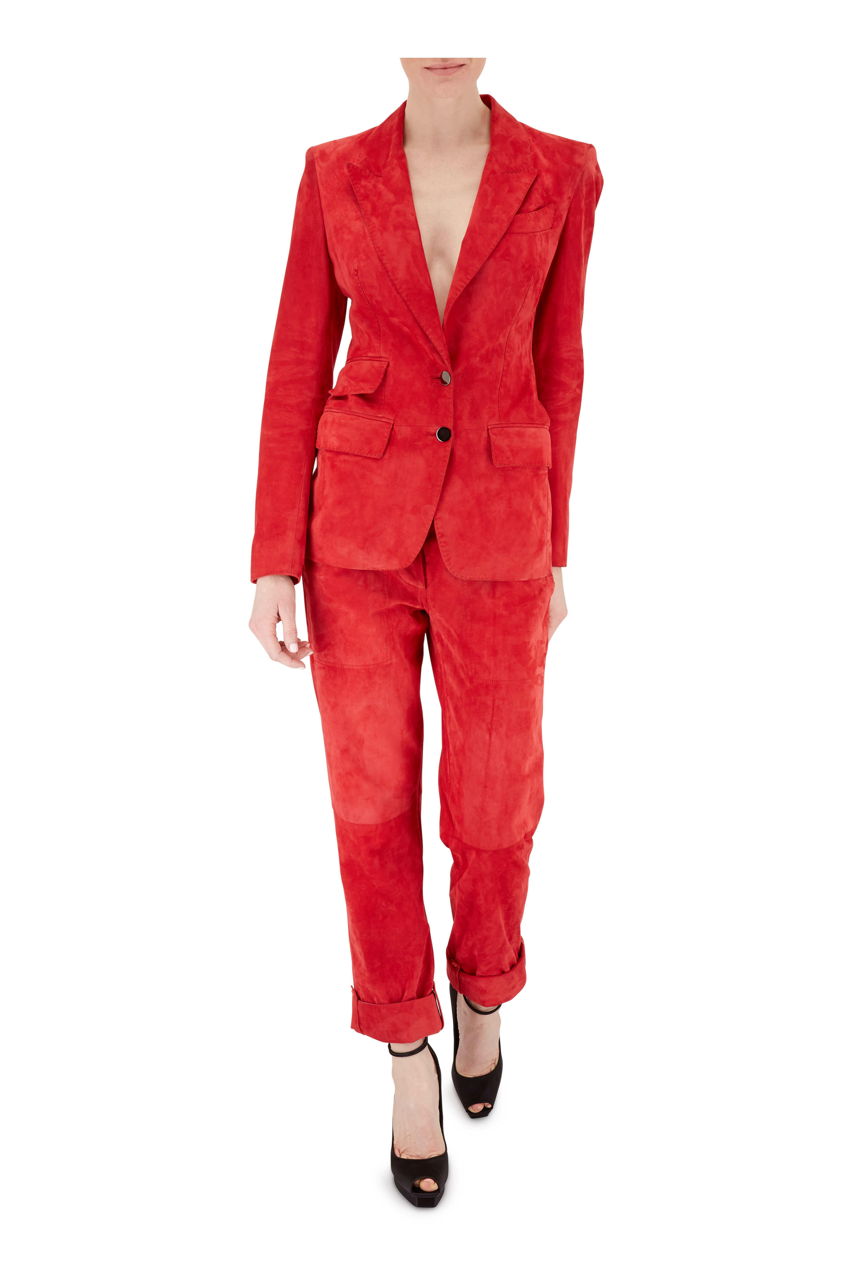 Tom Ford - Orange Suede Two Button Blazer