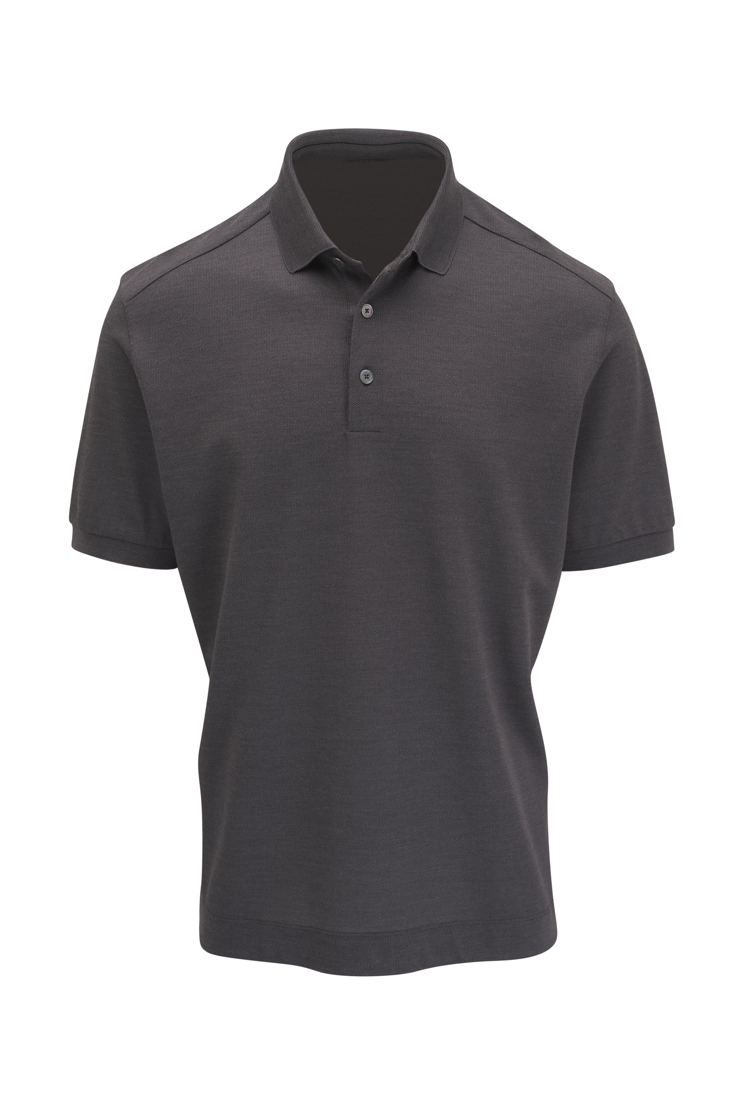 Zegna - Gray Cotton & Silk Polo | Mitchell Stores