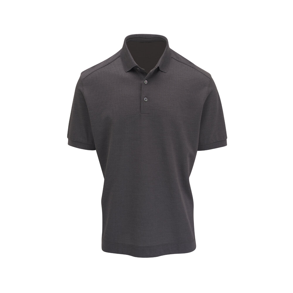 Zegna - Gray Cotton & Silk Polo | Mitchell Stores