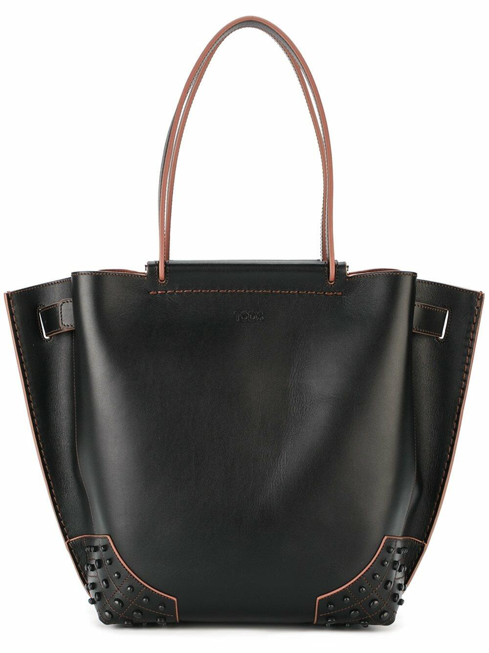 Tod's - Wave Black Leather Small Tote | Mitchell Stores