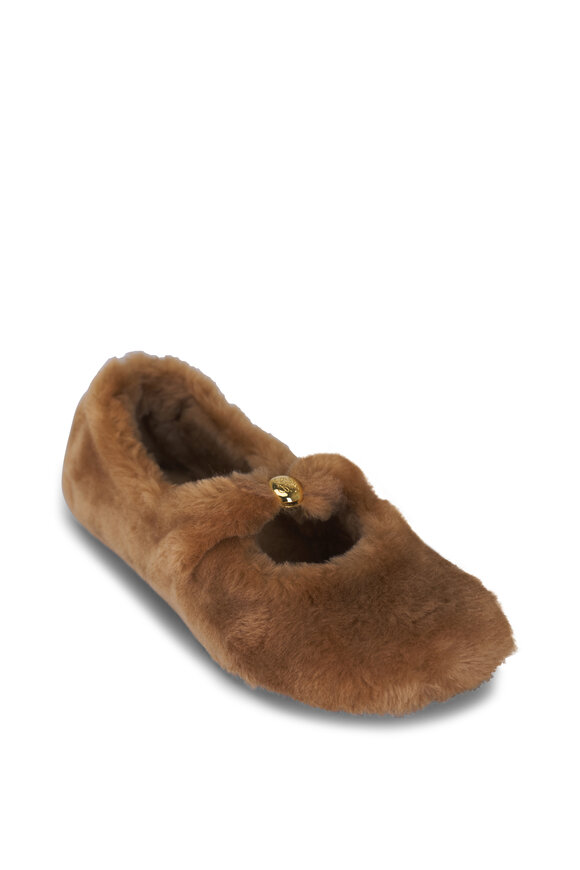 Loewe Oak Pebble Shearling Ballerina Flat