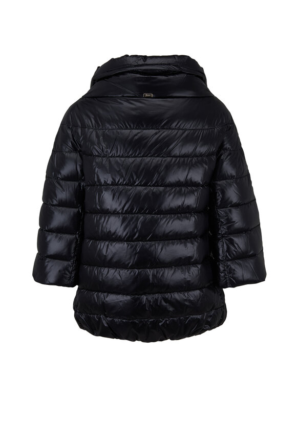 Herno Black Three-Quarter Sleeve Puffer Jacket - view 7