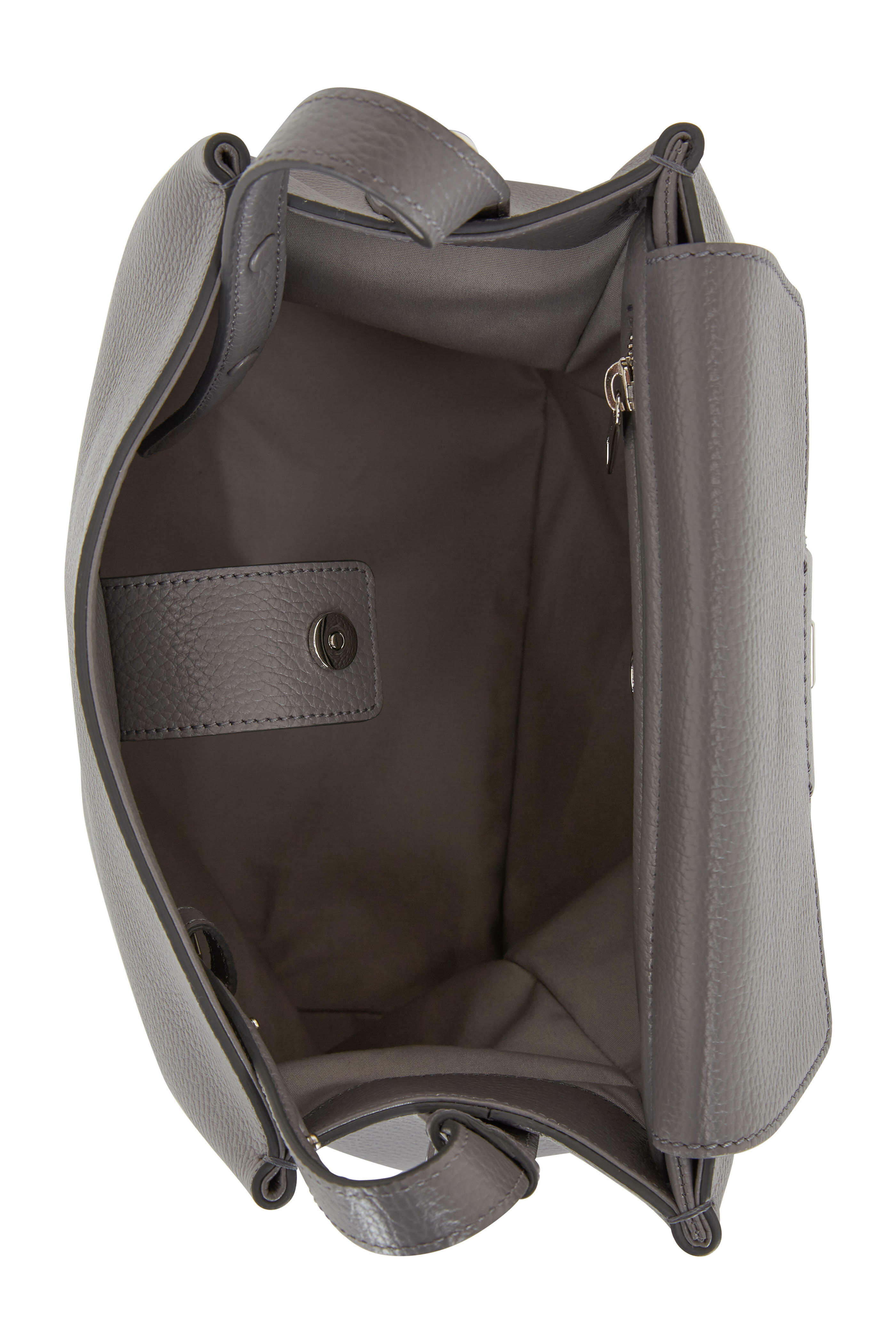 Tod's - Joy Dark Gray Pebbled Leather Small Hobo Bag