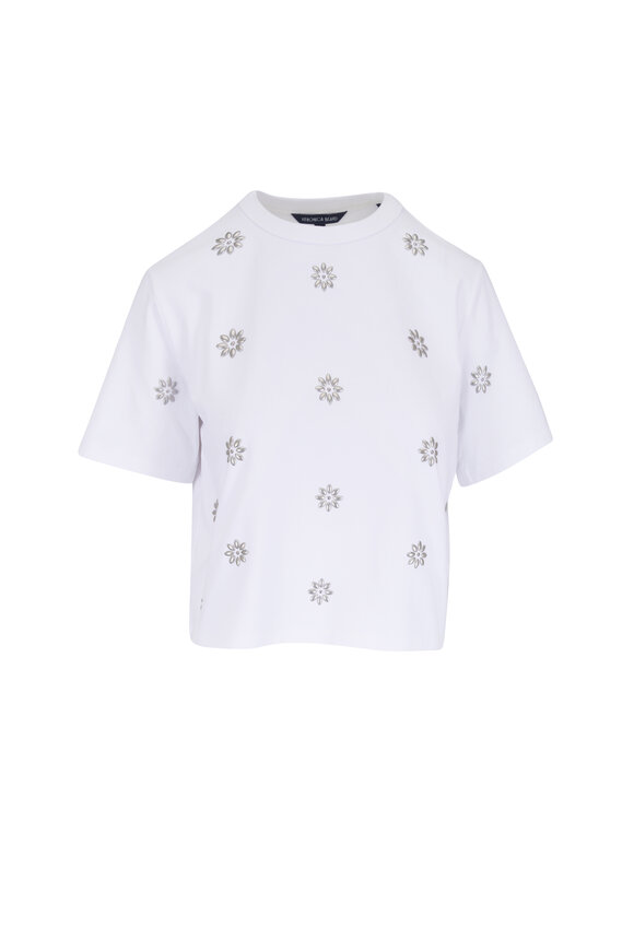 Veronica Beard Sebastian White Embellished T-Shirt