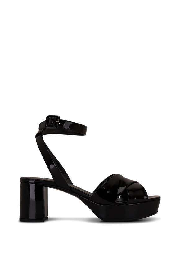 Prada - Plateau Black Patent Leather Platform Sandal, 65mm