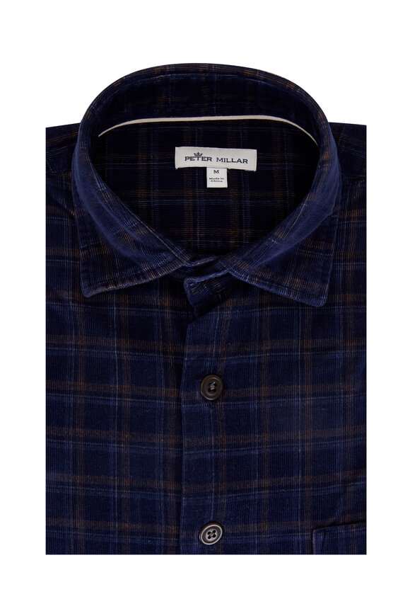 Peter Millar - Hampstead Navy Corduroy Tonal Plaid Sport Shirt