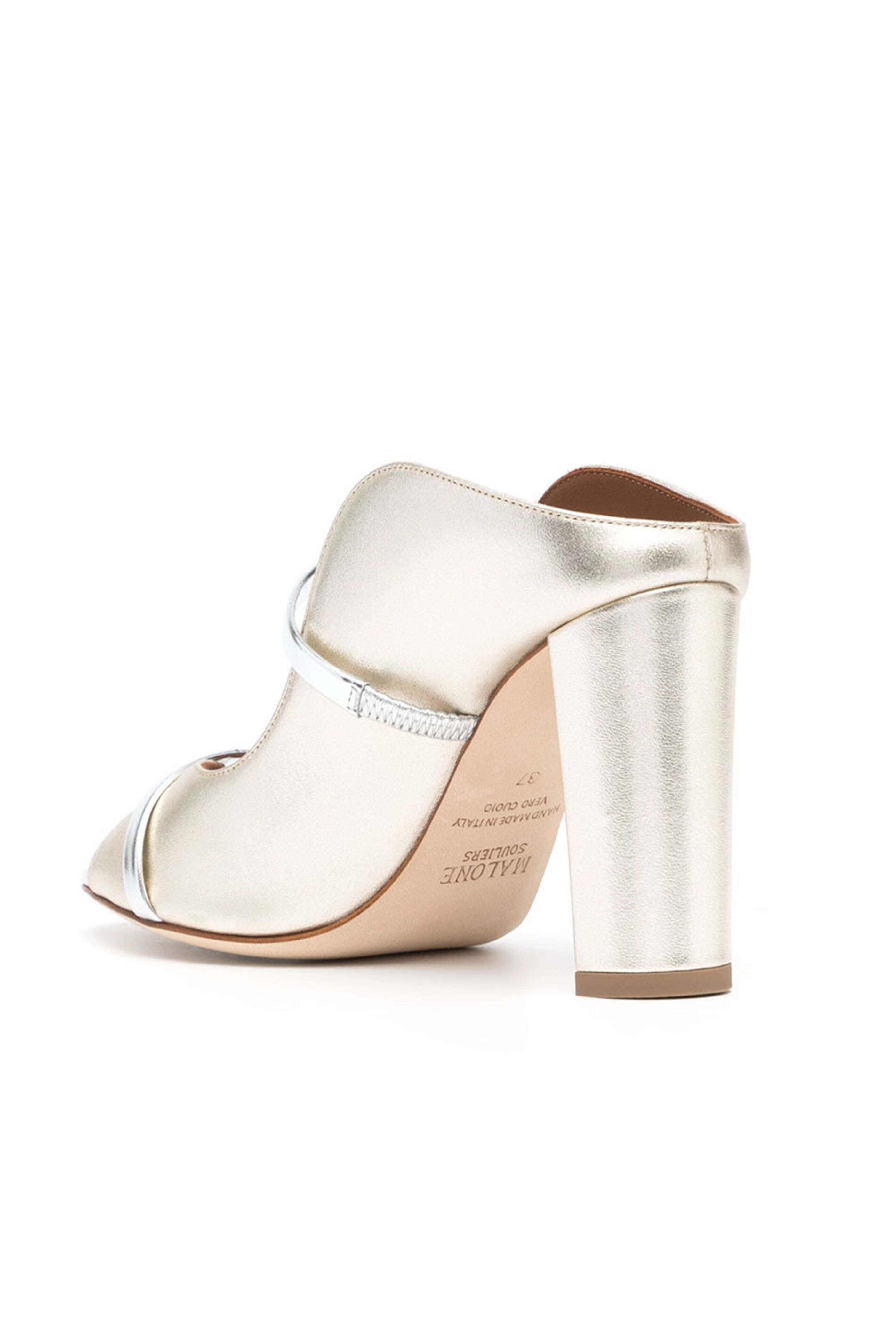Malone Souliers - Nora Metallic Mule in Platino and Silver