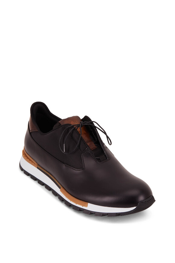 Berluti Fast Track Black Torino Glazed Leather Sneaker