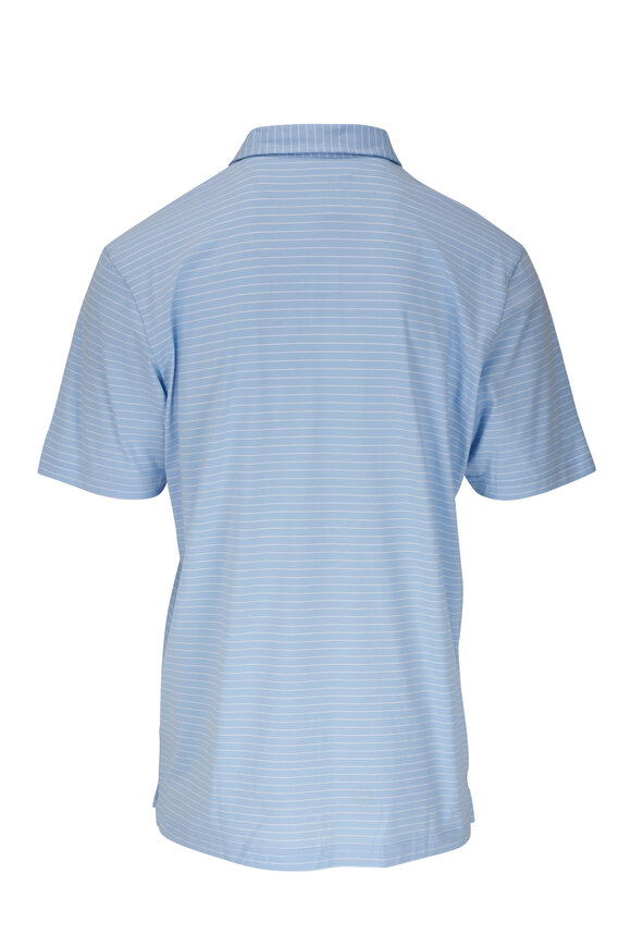 Peter Millar - Cedar Blue & White Striped Cotton Polo