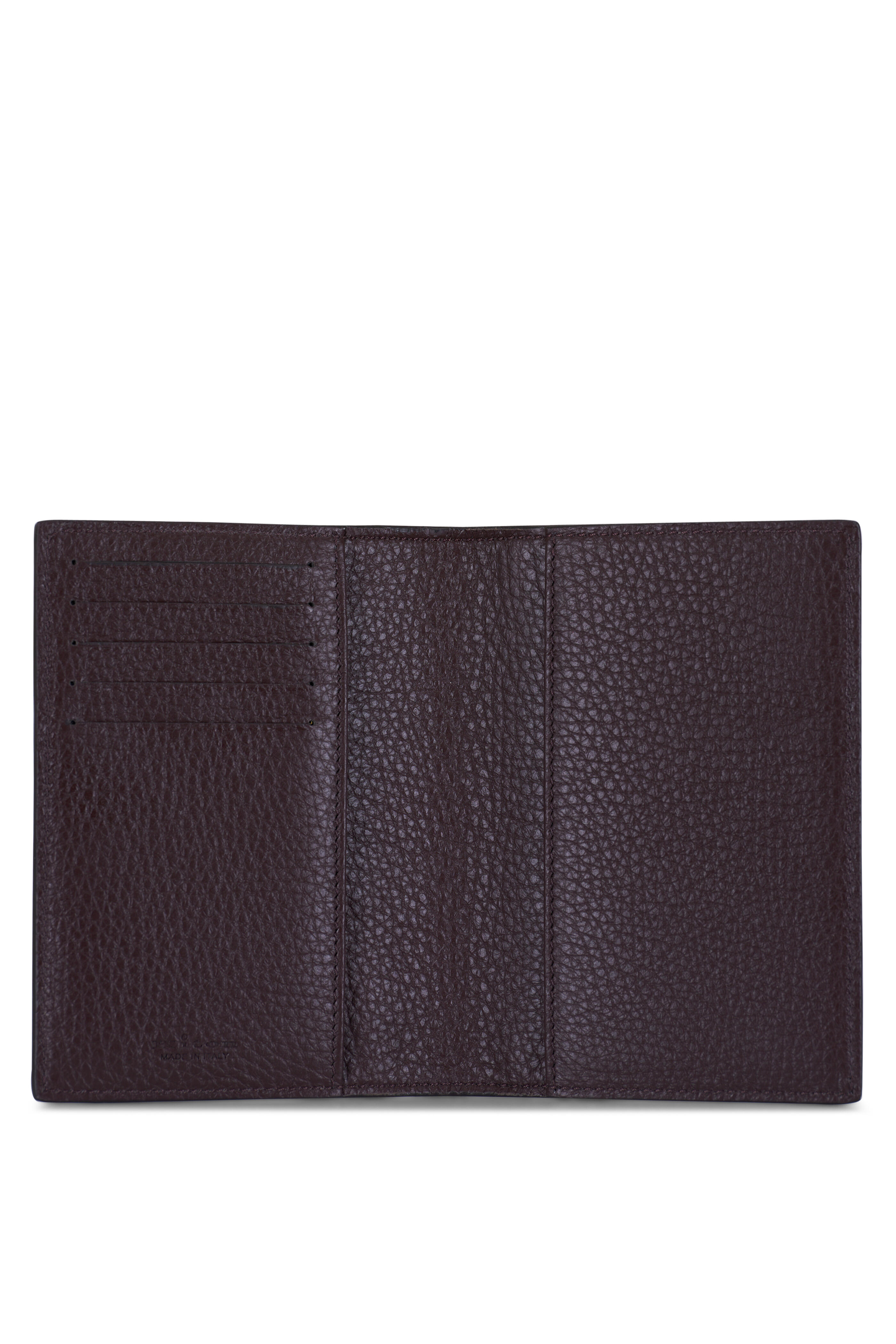 Kiton - Brown Grained Leather Passport & Card Holder