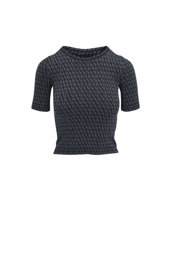 Valentino Toile Iconographe Wool Short Sleeve Knit Top 