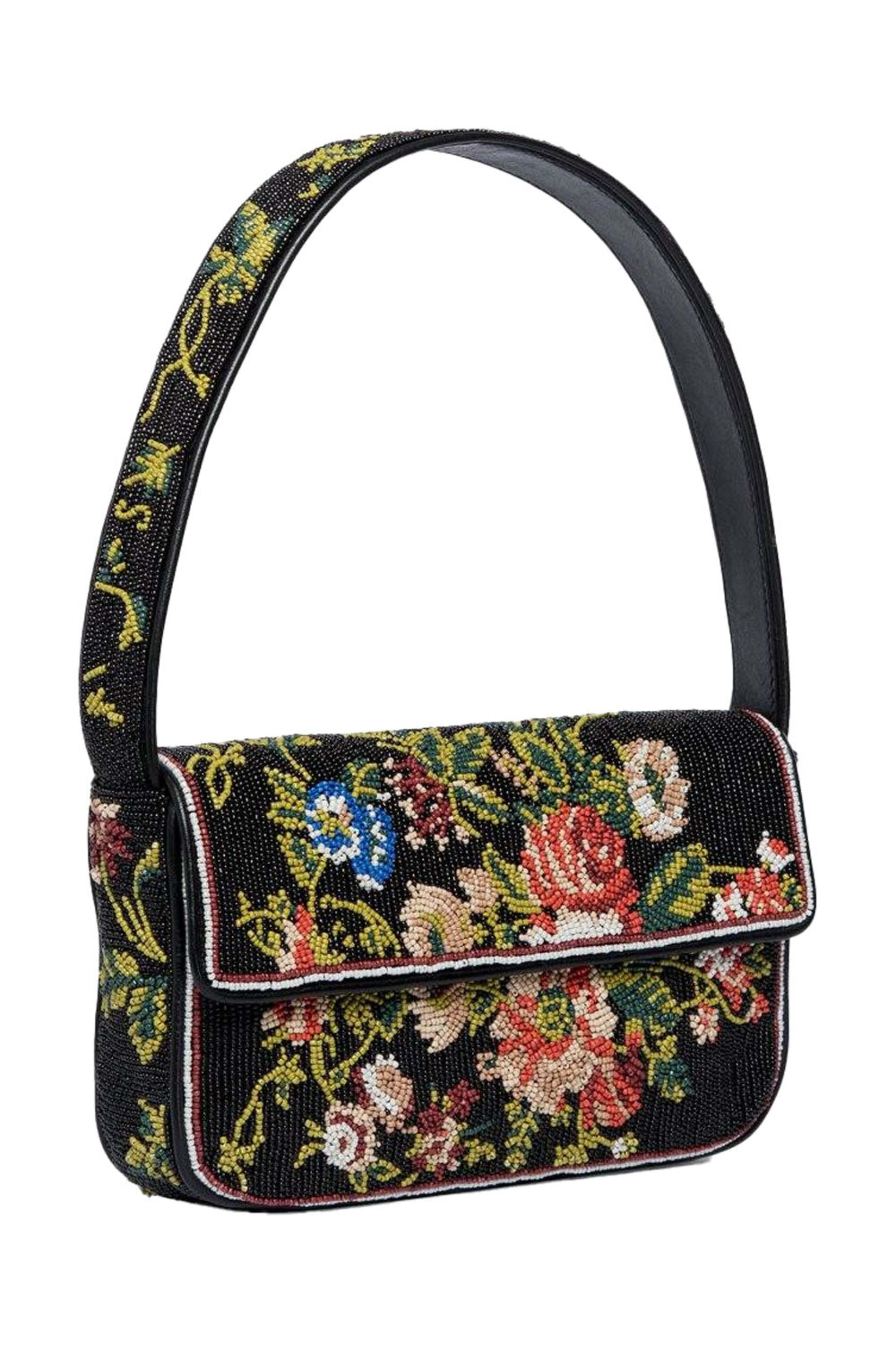 Staud - Tommy Beaded Bag in Black Floral | Mitchell Stores