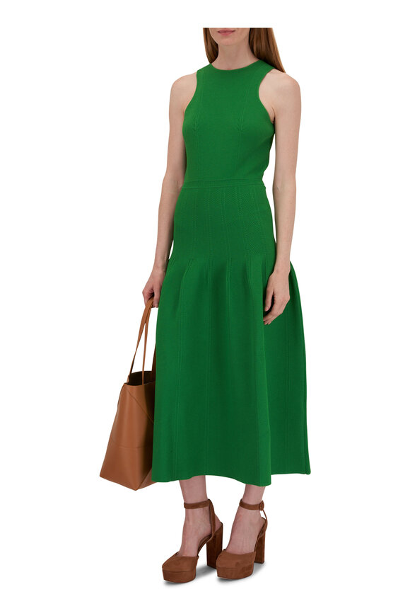 Giorgio Armani - Green Knit Open Back Midi Dress 