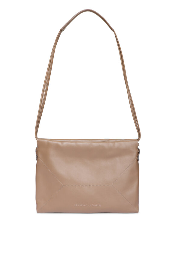 Brunello Cucinelli Ultrasoft Mudd Leather Drawstring Shoulder Bag - view 1