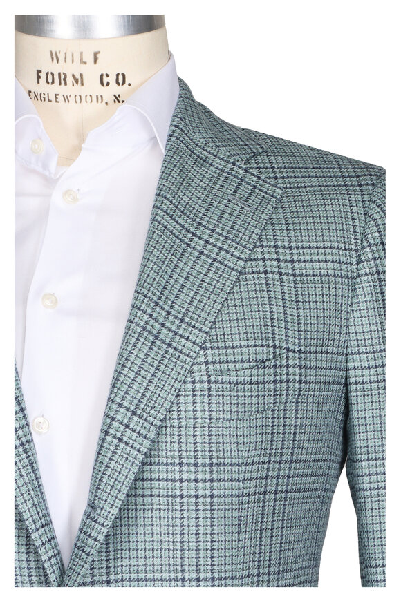Cesare Attolini Blue & Navy Plaid Sportcoat