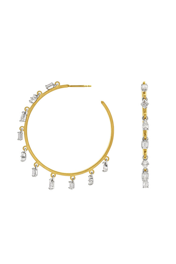 Mariani 18k Yellow Gold Diamond Fringe Hoops
