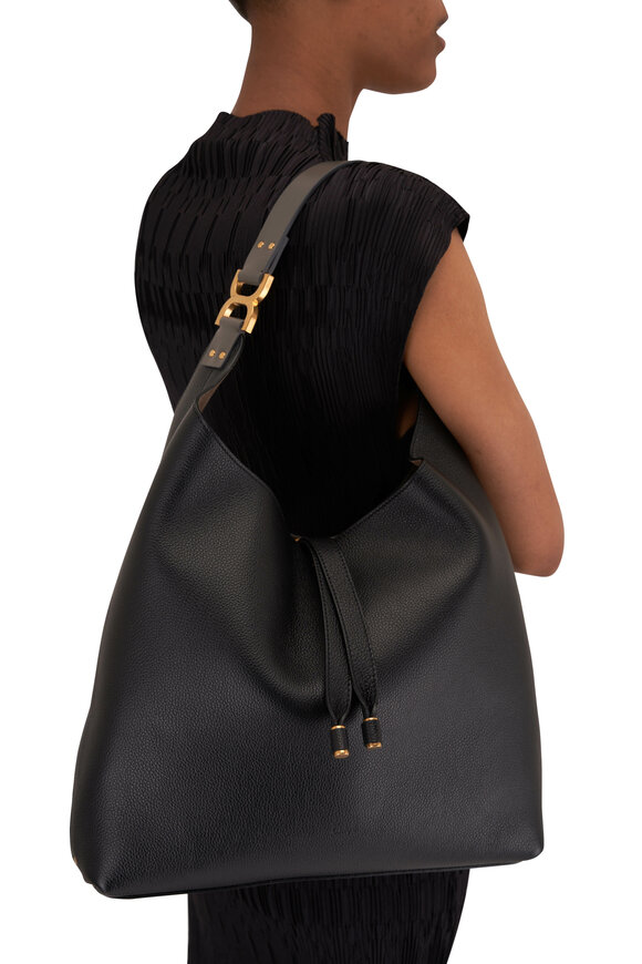 Chloé - Marcie Hobo Black Leather Shoulder Bag 