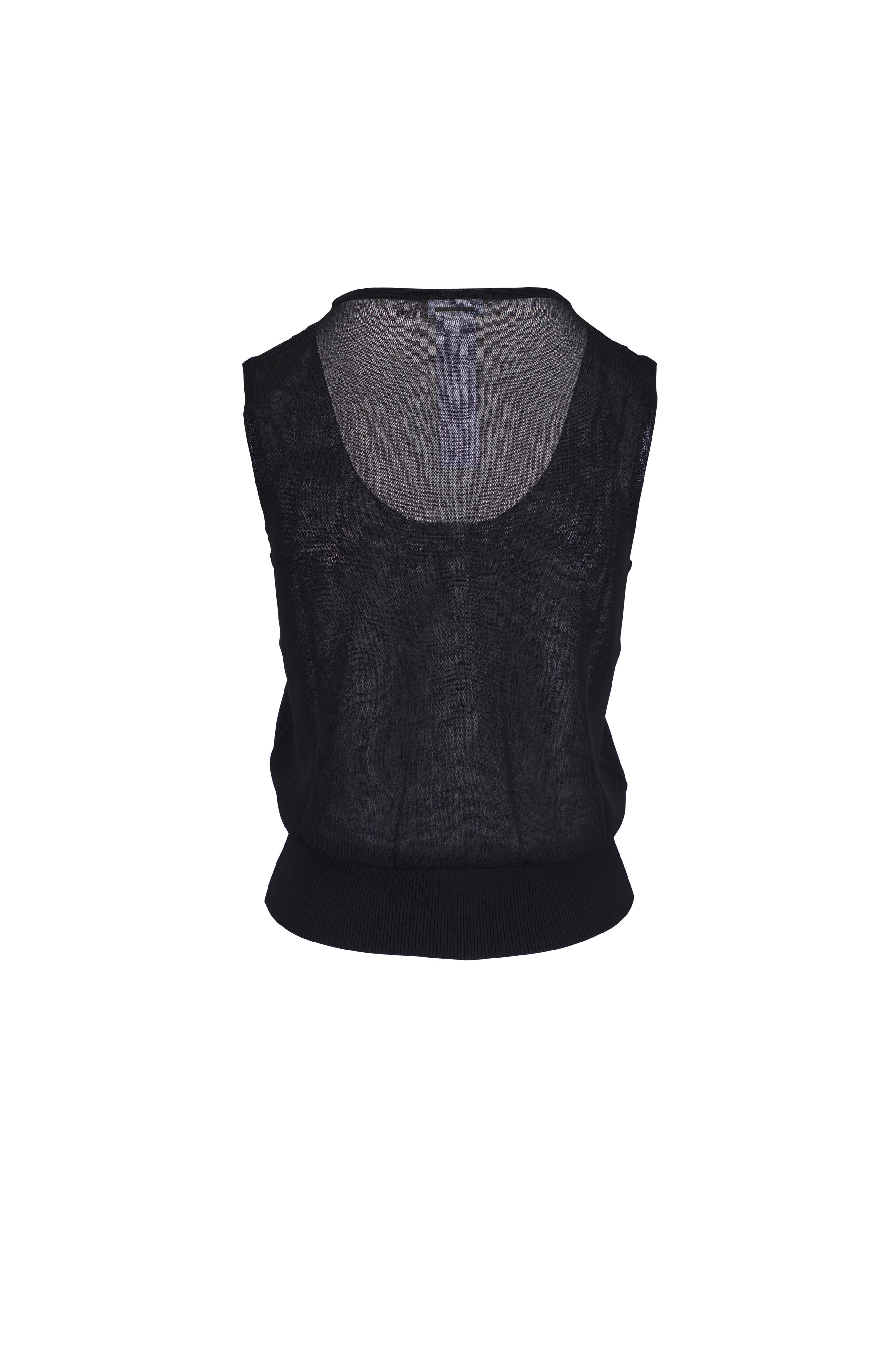 Akris Punto - Black Sheer Knit Crewneck Tank