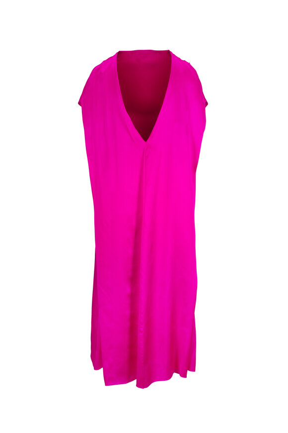 Dries Van Noten Diria Bright Fuchsia Silk Dress - view 3